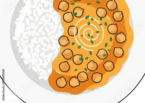 Delicious plate of food with rice.