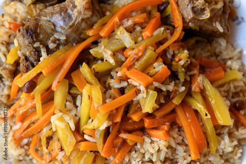 Uzbek Beef plov. Bukhara, Uzbekistan