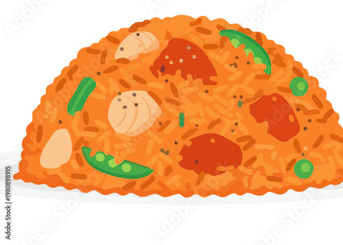 A vibrant illustration of mixed rice dish.