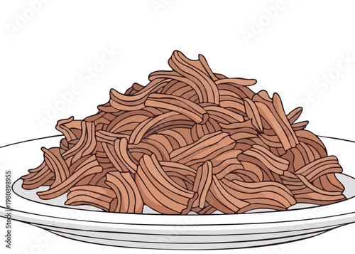 A plate of delicious brown pasta.