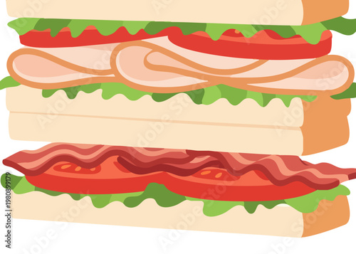 A delicious club sandwich with bacon lettuce and tomato.