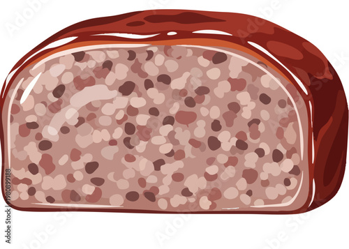 A slice of cured meat product.