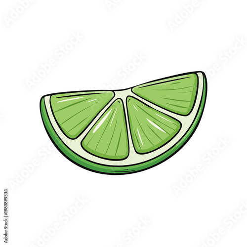 Fresh Green Lime Wedge Citrus Fruit Illustration Isolated on White