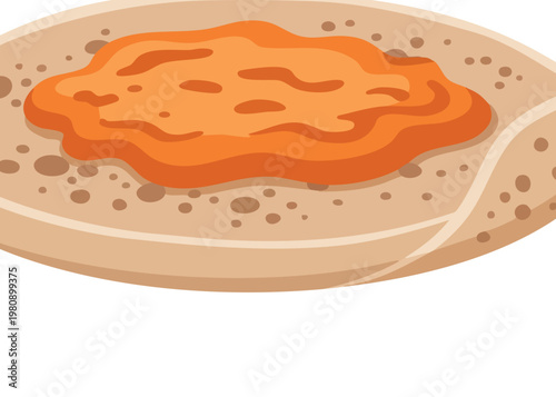 A cartoon illustration of a pancake on plate.