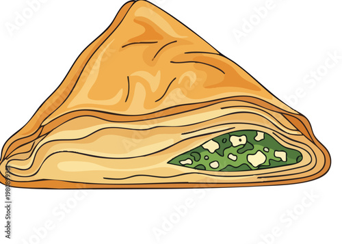 A delicious samosa with green filling.