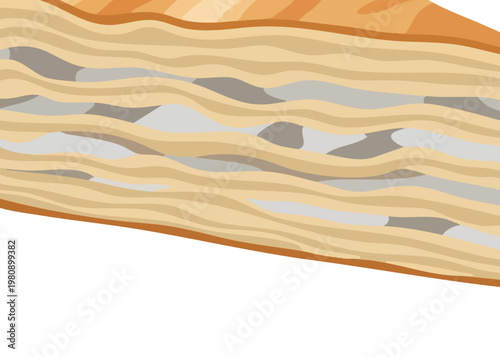 A cross-section illustration of layered pastry.