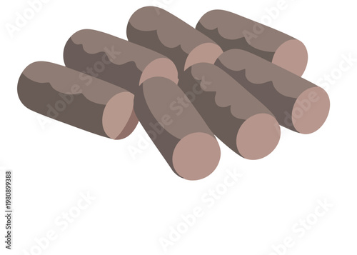 A pile of brown wooden logs.