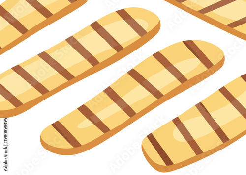 A group of colorful eclairs dessert.