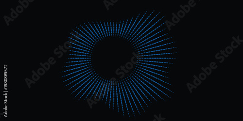 Foto Abstract digital art a glowing blue number zero on a black background