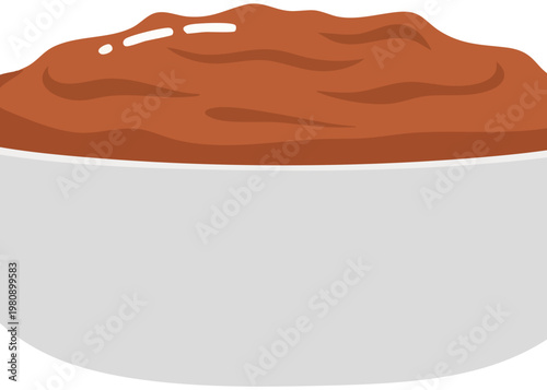 A bowl of chocolate pudding dessert.