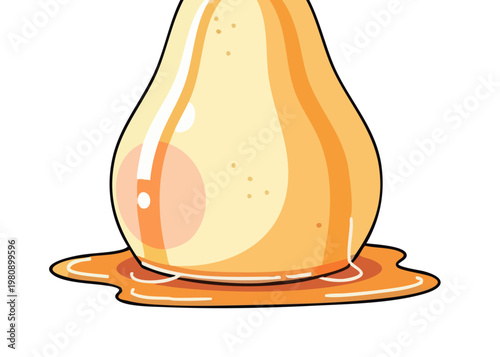 cartoon pear with caramel sauce.