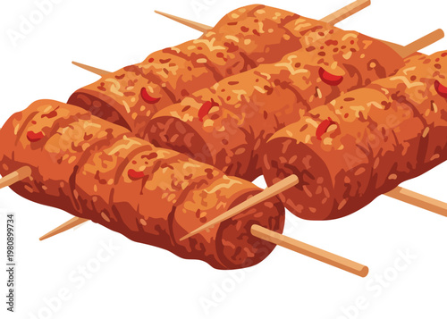 Delicious skewers of meat on sticks.