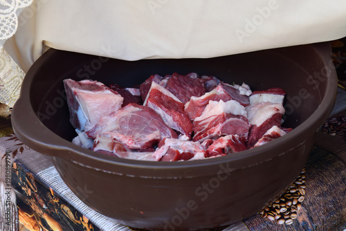 Beef for uzbek plov. Bukhara, Uzbekistan