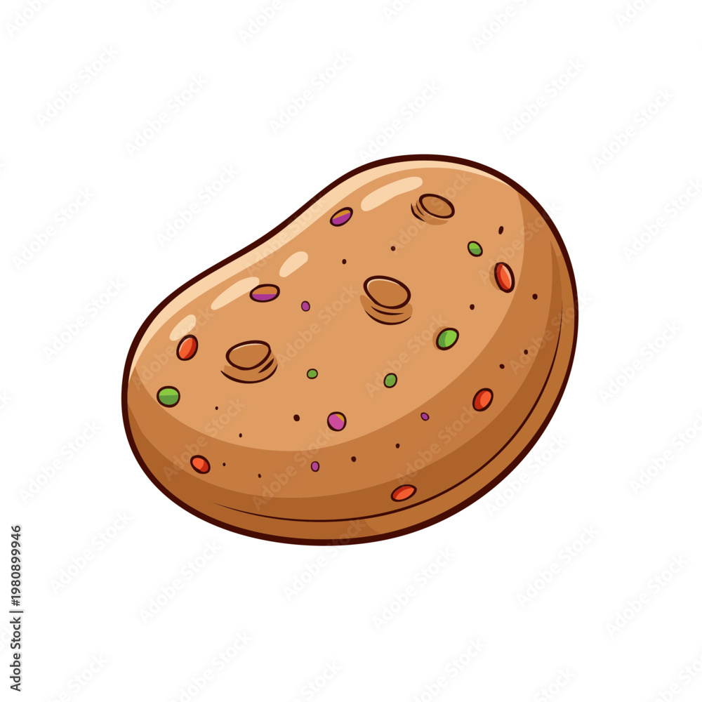 Fototapeta premium Stylized Cartoon Potato with Colorful Spots and Indentations
