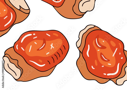 A cartoon illustration of glazed ham.