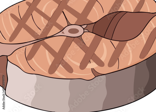 Grilled salmon fillet on plate.