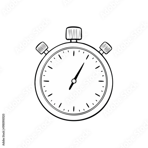 Hand Drawn Sketch of a Stopwatch Illustrating Time Measurement and Chronology