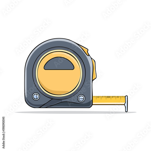 Durable tape measure tool with yellow retractable measuring tape extended for accurate measurement