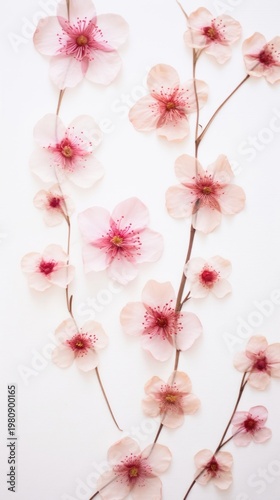 Real pressed sakura flowers blossom petal plant.