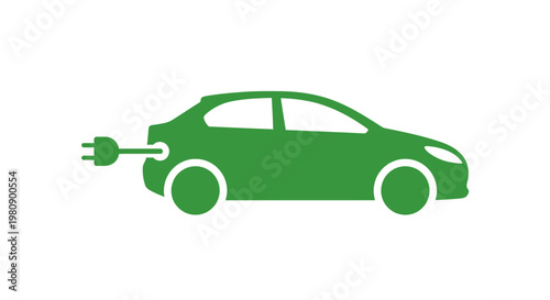 Green Electric Car Charging Vehicle.