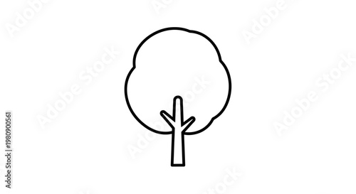 Simple Line Drawing of a Tree.