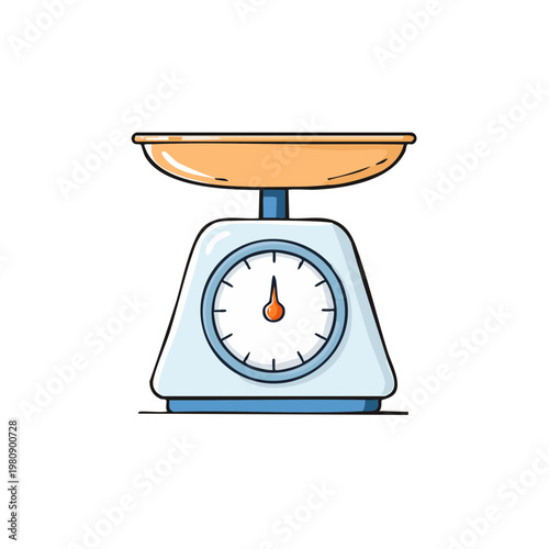 Retro Kitchen Scale with Orange Plate and Analog Dial for Measuring Ingredients