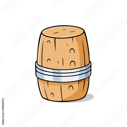 Wooden Cask Barrel With Metal Band Illustration Isolated