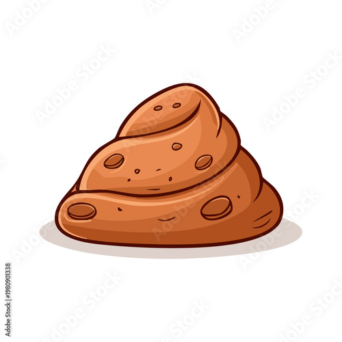 Cartoon pile of brown feces with visible texture and shadow