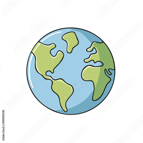 Cartoon Earth globe showing continents and oceans with a simple illustrative style