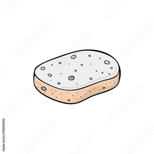 Cartoon Drawing of a Simple Kitchen Sponge with Small Holes