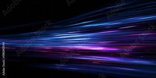 Abstract digital light trails streak across a dark background with vibrant color transitions