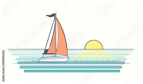 Gulf Sailboat Vector Illustration Representing Dreams, Ambition, and Future Journey