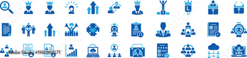 Business people leadership success concept set illustration human resources growth development icons leader management teamwork job search recruitment candidate employment award achievement career adv