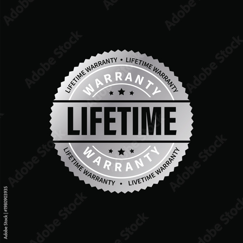 lifetime warranty silver icon, logo and badge for business product