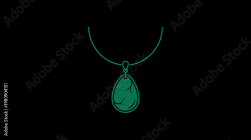Minimalist Emerald Pendant Necklace on Black Background