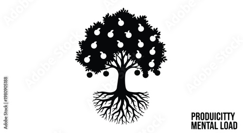 Mental load concept with tree and roots