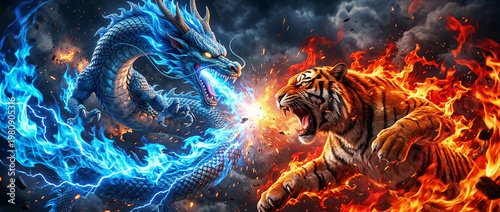 Dragon vs Tiger Elemental Clash, Blue Fire vs Red Fire