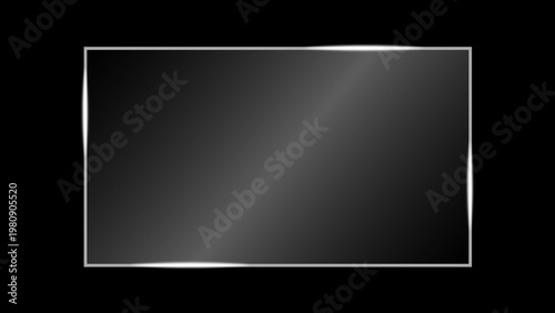 Transparent glossy clear glass plate screen panel with light reflective surface on black background. Glass effect for design and mockup, clean shiny glass sheet. Vector illustration.