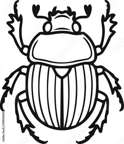 Black and white beetle line art illustration
