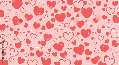 Seamless pattern of red hearts on pink background with romantic seamless background illustration celebration decoration valentine abstract minimalist composition romanticism affection