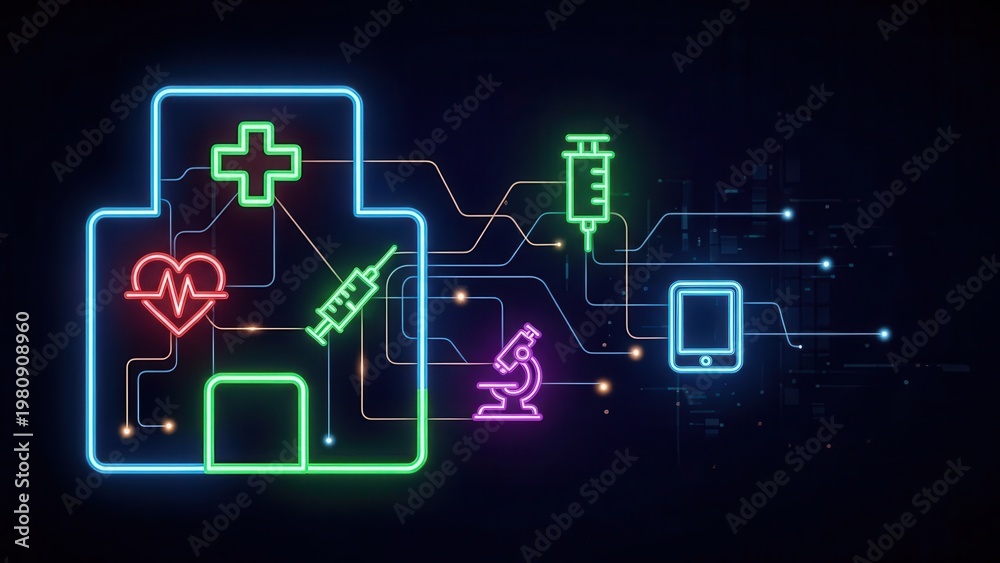 Fototapeta premium Digital Healthcare Innovation and Connected Medical Technology Solutions for Modern Wellness