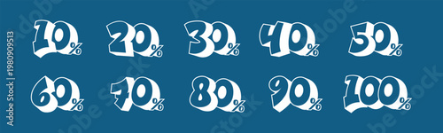 10 to 100 Percent text effects design