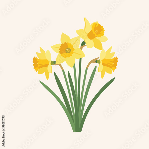 Bright Yellow Daffodils Blooming in a Garden Scene for Springtime Decor