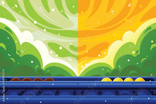 Industrial Oven Baking Cakes Scene Vector Illustr