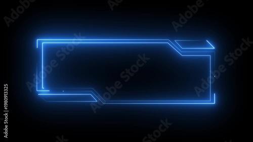 Neon rectangular frames with shining effects on Black background. Square box with neon lines. neon box pattern. neon digital hud lights wiggle on black background. 4k animation video...