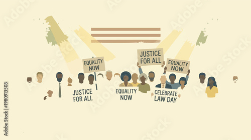 People Advocating for Justice and Equality on Law Day Holding Signs in a Celebratory Gathering