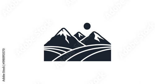 Lake Nature Reserve Line art simple modern abstract vector