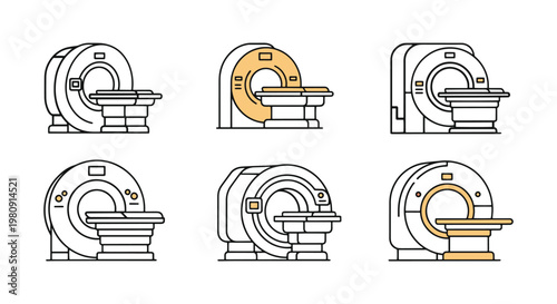 MRI Scanner Line art vector abstract simple graphic