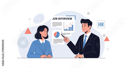 Job Interview: HR Manager Discussing Statistics with Candidate