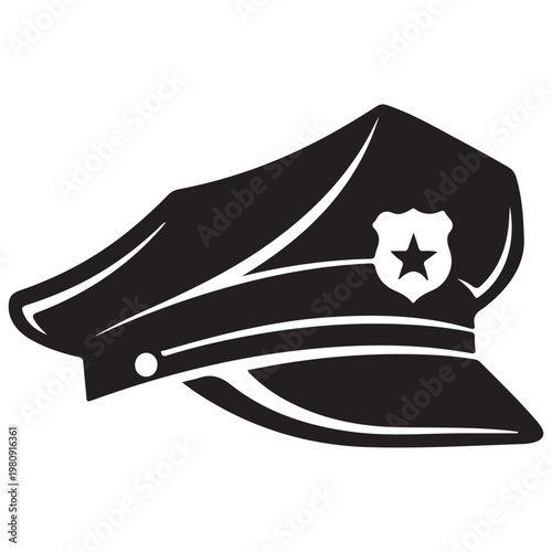 Police officer peaked cap with star badge vector illustration for law enforcement and security branding